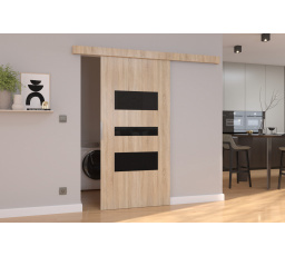 Posuvné dvere na stenu CENTO 106 Sonoma+Čierny Lacobel