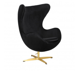 Kreslo Vajce Velvet čierne/ zlatá základňa