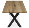 Jedálenský stôl, 160x90x75 cm, dubový masív, kovová podstava v tvare písmena "X" , čierny lak