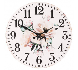 Hodiny nástěnné - pr. 34 cm, MDF, květinový motiv