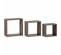 Nástenná polica, sada 3 kusov, MDF, 3D dekor dub sonoma tmavý, balené vo fólii