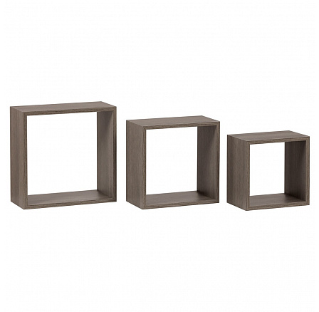 Nástenná polica, sada 3 kusov, MDF, 3D dekor dub sonoma tmavý, balené vo fólii