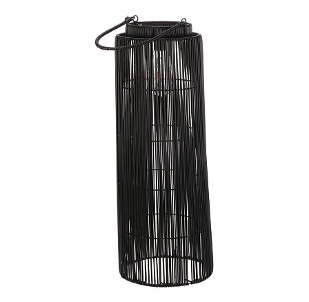 Lucerna - umělý ratan, sloupcová, LED osvětl., vel. L, šedo-černá Lucerna - umělý ratan, sloupcová, LED osvětl., vel. L, šedo-černá