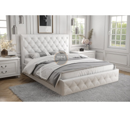 Posteľ ROMA - 160x200, Kovová na plynových zdvihákoch, Biela eko koža