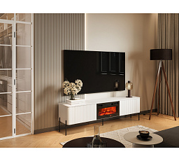 TV komoda VERA 190 EF s malým krbom, biela