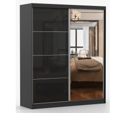 Šatní skriňa MULTI 31 - 183 cm, Čierna/Čierny Lesk