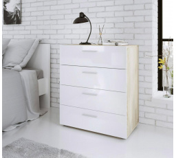 Komoda PEDRO 501, Dub/Biely lesk