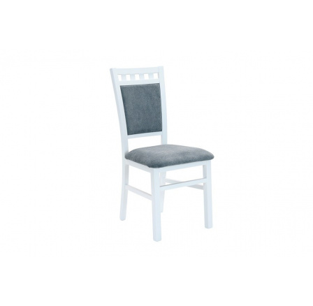 DENIS new (LOTOS) -Jedálenská stolička - bukové drevo morené na bielo/ látka sivá PW 14, kolekcia "FN" (K150)