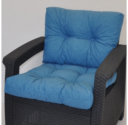 Poduška na kreslo z umelého ratanu - látka tyrkysový melír