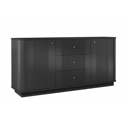 VESPER KOMODA 160 2D3SZ - čierny MDF / čierny MDF / zlaté úchyty / sokel VESPER KOMODA 160 2D3SZ - čierny MDF / čierny MDF / zlaté úchyty / sokel