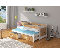 Dvojlôžko s bariérkou a matracmi TIARRO 180x80 Biela+Artisan