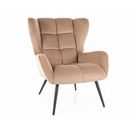 Kreslo LOUIS VELVET, Béžový Bluvel 28/Čierna Kreslo LOUIS VELVET, Béžový Bluvel 28/Čierna