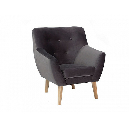 Kreslo NORDIC 1 Velvet, sivé Bluvel 14/bukové