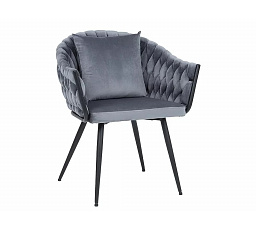 Jedálenská stolička s vankúšom NUVO VELVET, Sivý Bluvel 14/Čierna