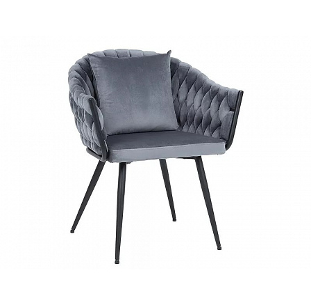Jedálenská stolička s vankúšom NUVO VELVET, Sivý Bluvel 14/Čierna Jedálenská stolička s vankúšom NUVO VELVET, Sivý Bluvel 14/Čierna