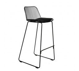 Barová stolička Dill High čierna s čiernym vankúšom