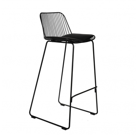 Barová stolička Dill High čierna s čiernym vankúšom