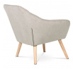 Kreslo, čalúnenie sivobéžová látka, drevené nohy - masívny kaučukovník