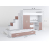 Vyvýšená posteľ PARADISE 5, Biela Ružová matná