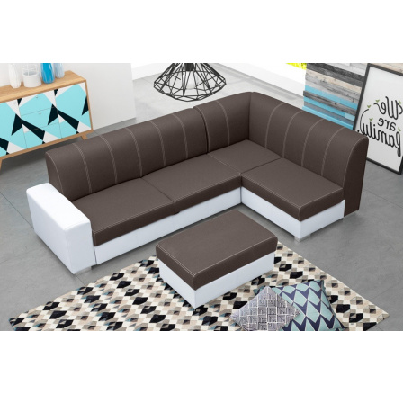 Rohová sedacia súprava MINISTER s Taburetom, Inari 27 + Soft 017, Pravá