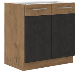 Kuchynská dolná skrinka VEGA 80 ZL 2F BB, Matera mat/Dub lancelot