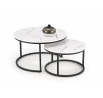 Konferenčné stolíky JAVA sada, biely mramor / čierna