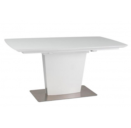 Jedálenský stôl FILIPE z tvrdeného skla / matná biela / brúsený chróm (S) (K150-Z)