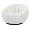 Kreslo relaxačné látka biele Bouclé otočné