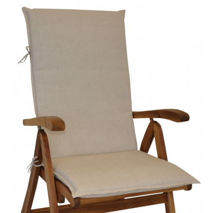 Vankúš pre záhradné kreslo z teakového dreva UNI high - látka svetlo béžová