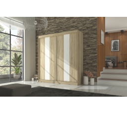 Šatní skriňa s posuvnými dverami s lacobelom KAREN 200 Sonoma+White Lacobel