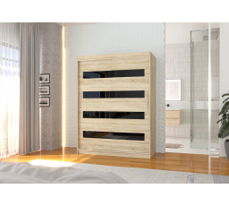 Posuvná skriňa s lacobelom MARTINEZ 150 Sonoma+Čierny Lacobel