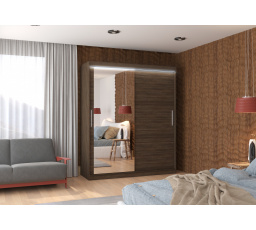 Posuvná skriňa so zrkadlom a LED osvetlením TOM 180 Choco+Choco