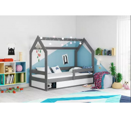 Detská jednolôžková posteľ Cottage v grafitovej farbe, s matracom 80 x 160