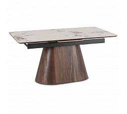 Stôl LIZBONA Keramický Rozkladací 160-200 cm Biely Mramor/Orech