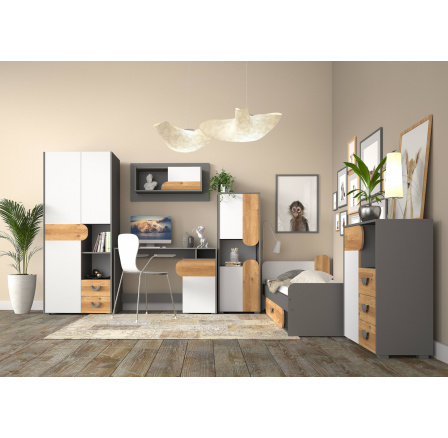 Detská izba CARINI 2 mini, svetlý grafit/biely briliant/dub nash