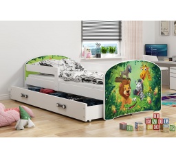 Detská posteľ Luki - Biela (Džungľa) 160x80 cm