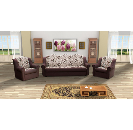 Sedacia súprava Gamma 3F+1+1 hnedý kvet