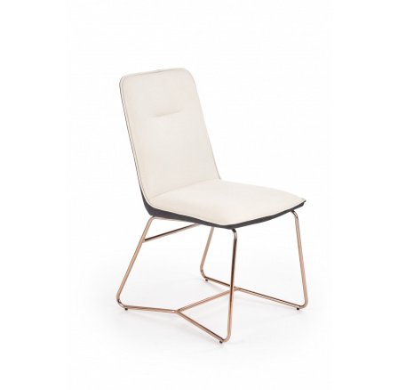 Jedálenská stolička K390, krémová/tmavosivá/ružovo zlatá