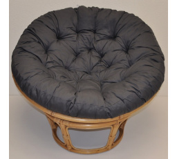 Ratanový papasan 115 cm medový - vankúš sivý keper