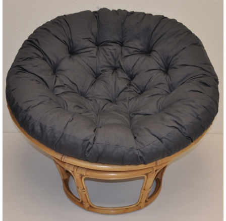 Ratanový papasan 115 cm medový - vankúš sivý keper