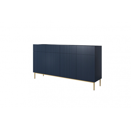 Komoda Nicole 200 cm so štyrmi zásuvkami - tmavomodrá MDF / zlaté nohy Komoda Nicole 200 cm so štyrmi zásuvkami - tmavomodrá MDF / zlaté nohy