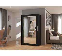 Posuvná skriňa so zrkadlom TIBAGO 120 Čierna+Čierna