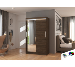 Posuvná skriňa so zrkadlom a LED osvetlením BARIO 120 Choco+Choco