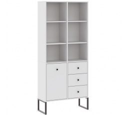 Regál LINEA 1D3S, Biela/Čierna