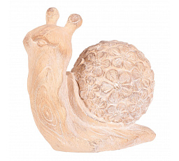Šnek - figurka z magnesia, vzor květin, vel. L, imitace dřeva