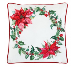 Polštář s výplní - vánoční růže, 100% polyester, 45 x 45 cm