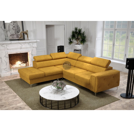 Rohová sedacia súprava ORION II s funkciou spania 225x255 cm - žltá, ľavá