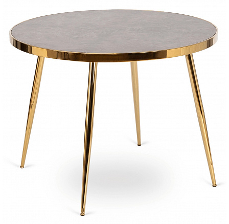 Stôl TINGA 100 cm Sklenený Sivý Mramor/Zlatý