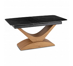 Stôl ALICANTE Keramický Rozkladací 160-200 cm Čierny Mramor/Dub