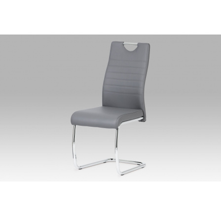 Jedálenská stolička koženka sivá / chróm
